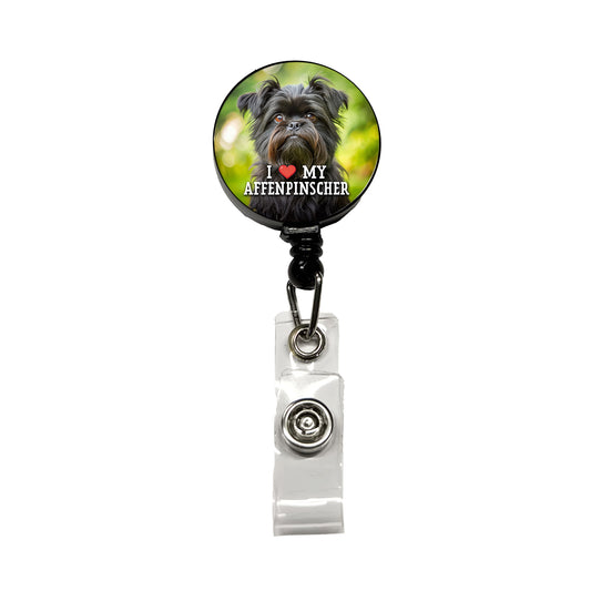 I Love My Affenpinscher Dog Heart Retractable ID Key Card Name Tag Badge Holder with Clip