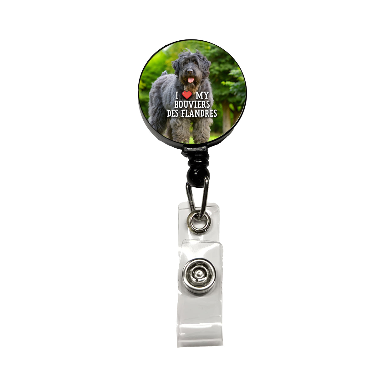 I Love My Bouviers Des Flandres Dog Heart Retractable ID Key Card Name Tag Badge Holder with Clip