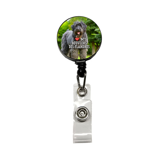 I Love My Bouviers Des Flandres Dog Heart Retractable ID Key Card Name Tag Badge Holder with Clip