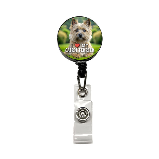 I Love My Cairn Terrier Dog Heart Retractable ID Key Card Name Tag Badge Holder with Clip
