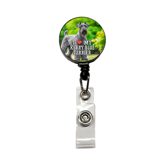 I Love My Kerry Blue Terrier Dog Heart Retractable ID Key Card Name Tag Badge Holder with Clip