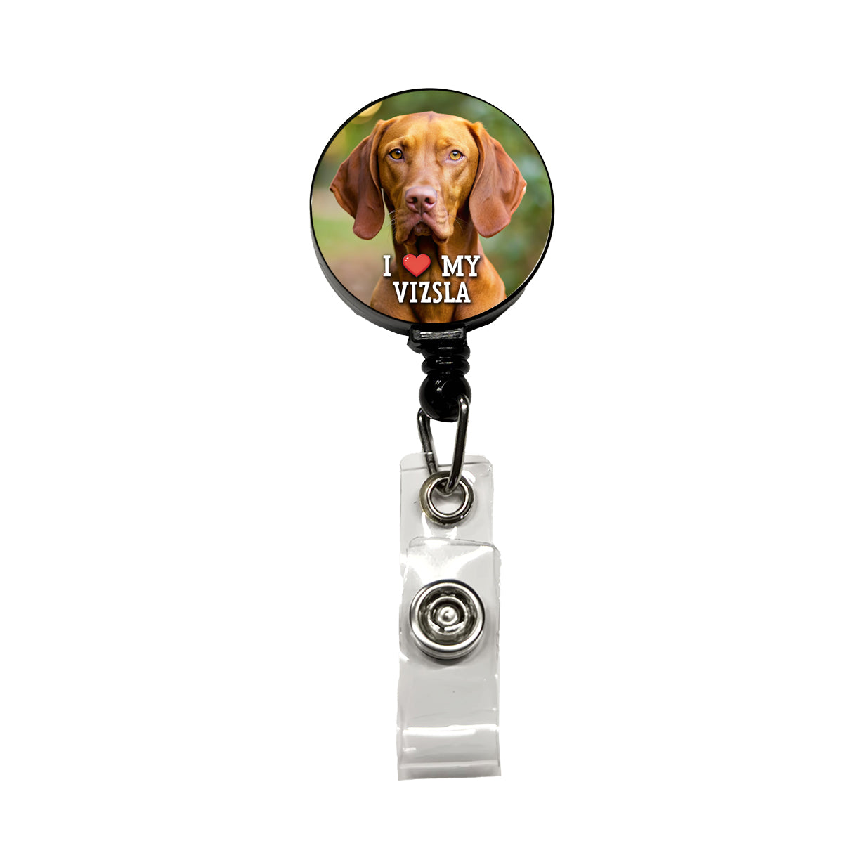 I Love My Vizsla Dog Heart Retractable ID Key Card Name Tag Badge Holder with Clip