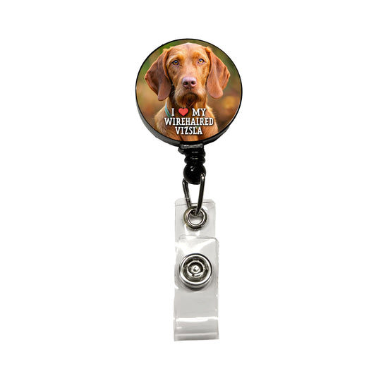 I Love My Wirehaired Vizsla Dog Heart Retractable ID Key Card Name Tag Badge Holder with Clip