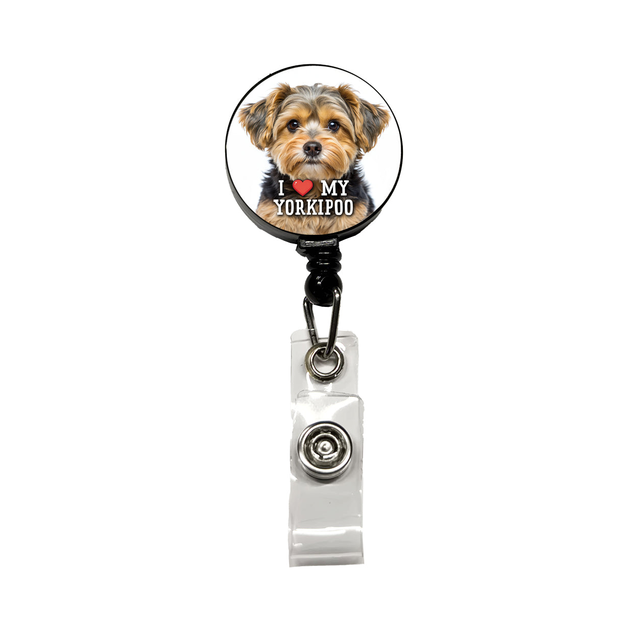 I Love My Yorkipoo Dog Heart Retractable ID Key Card Name Tag Badge Holder with Clip