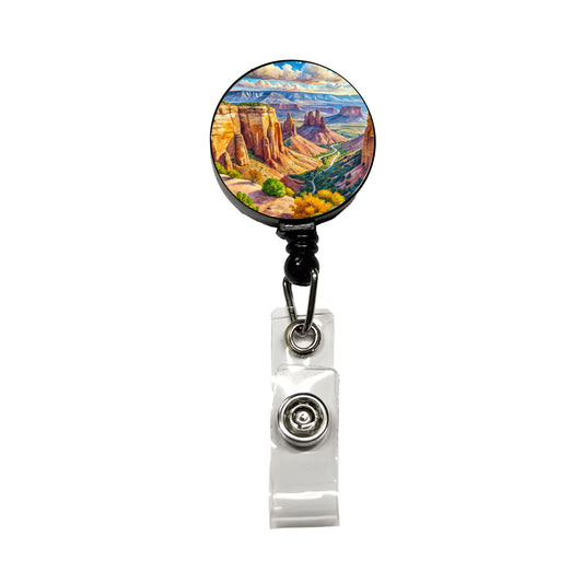 Colorado National Monument Colorado Watercolor Style Retractable ID Key Card Name Tag Badge Holder with Clip