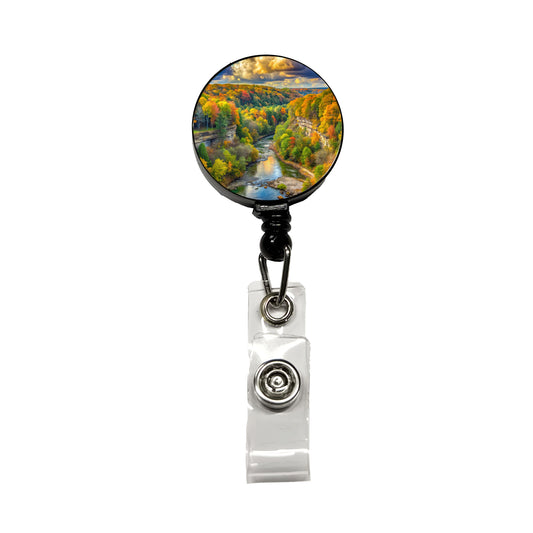 Cuyahoga Valley National Park Ohio Watercolor Style Retractable ID Key Card Name Tag Badge Holder with Clip