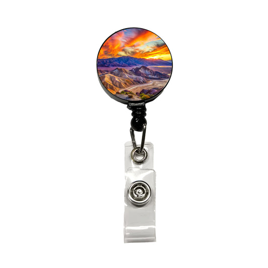 Death Valley National Park California Watercolor Style Retractable ID Key Card Name Tag Badge Holder with Clip