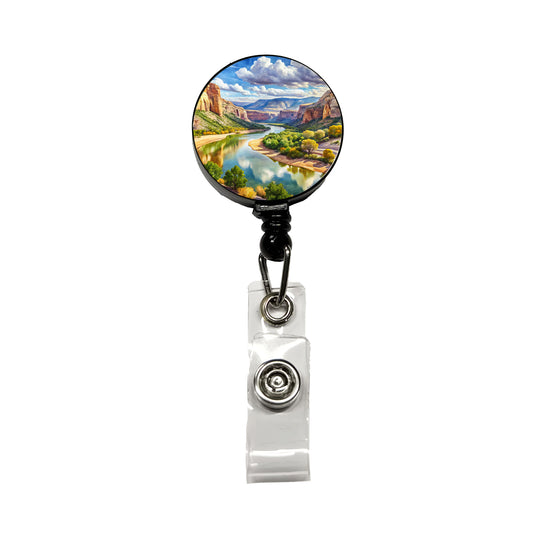 Dinosaur National Monument Colorado, Utah Watercolor Style Retractable ID Key Card Name Tag Badge Holder with Clip