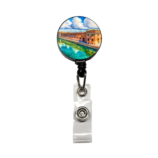 Dry Tortugas National Park Florida Watercolor Style Retractable ID Key Card Name Tag Badge Holder with Clip