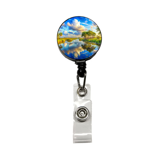 Everglades National Park Florida Watercolor Style Retractable ID Key Card Name Tag Badge Holder with Clip