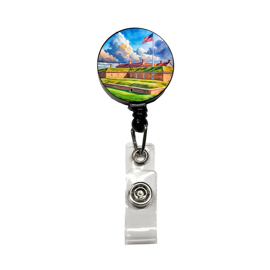 Fort McHenry National Monument Maryland Watercolor Style Retractable ID Key Card Name Tag Badge Holder with Clip