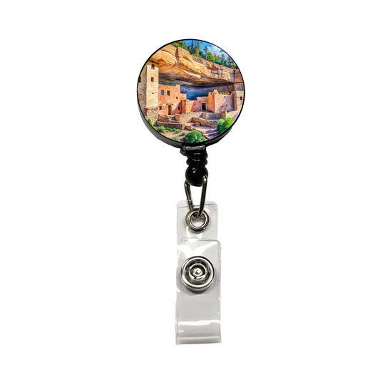 Gila Cliff Dwellings National Monument New Mexico Watercolor Style Retractable ID Key Card Name Tag Badge Holder with Clip