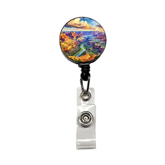 Grand Canyon National Park Arizona Watercolor Style Retractable ID Key Card Name Tag Badge Holder with Clip