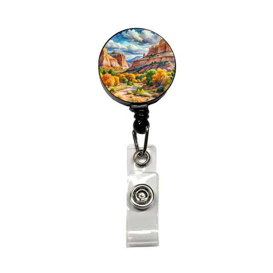 Grand Staircase - Escalante National Monument Utah Watercolor Style Retractable ID Key Card Name Tag Badge Holder with Clip