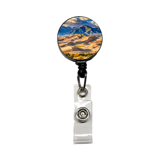 Great Sand Dunes National Park Colorado Watercolor Style Retractable ID Key Card Name Tag Badge Holder with Clip