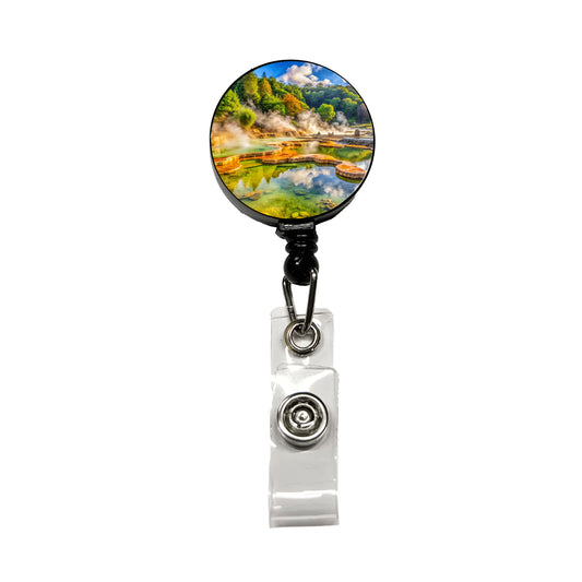 Hot Springs National Park Arkansas Watercolor Style Retractable ID Key Card Name Tag Badge Holder with Clip