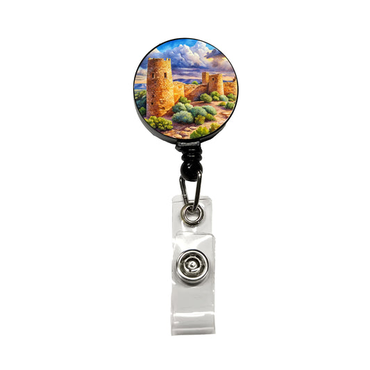 Hovenweep National Monument Colorado, Utah Watercolor Style Retractable ID Key Card Name Tag Badge Holder with Clip