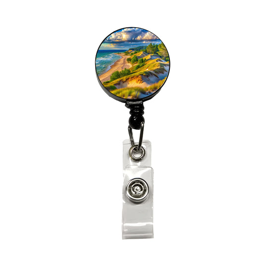 Indiana Dunes National Park Indiana Watercolor Style Retractable ID Key Card Name Tag Badge Holder with Clip