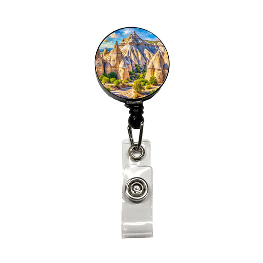 Kasha - Katuwe Tent Rocks National Monument New Mexico Watercolor Style Retractable ID Key Card Name Tag Badge Holder with Clip