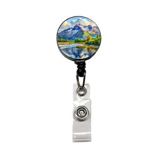 Katmai National Park Alaska Watercolor Style Retractable ID Key Card Name Tag Badge Holder with Clip