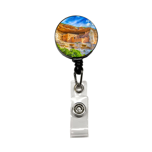 Montezuma Castle National Monument Arizona Watercolor Style Retractable ID Key Card Name Tag Badge Holder with Clip