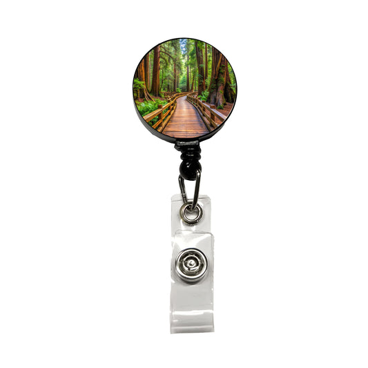 Muir Woods National Monument California Watercolor Style Retractable ID Key Card Name Tag Badge Holder with Clip