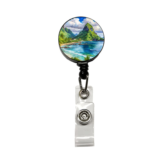 National Park of American Samoa Watercolor Style Retractable ID Key Card Name Tag Badge Holder with Clip