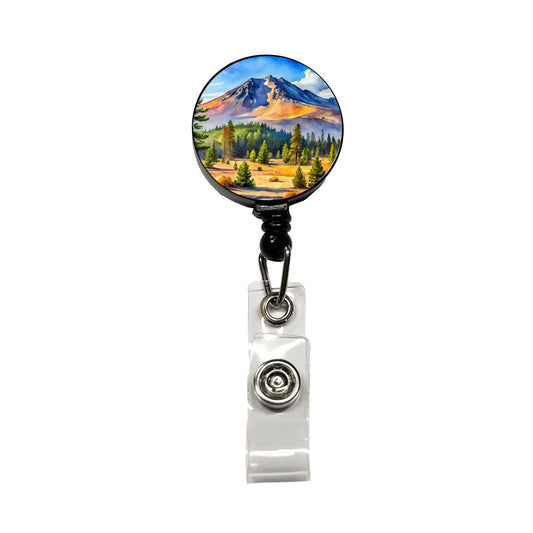 Newberry Volcanic National Monument Oregon Watercolor Style Retractable ID Key Card Name Tag Badge Holder with Clip