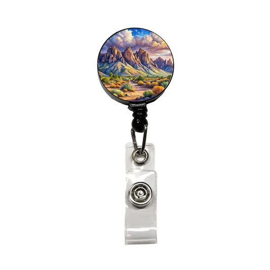 Organ Mountains-Desert Peaks National Monument New Mexico Watercolor Style Retractable ID Key Card Name Tag Badge Holder with Clip