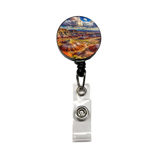 Petrified Forest National Park Arizona Watercolor Style Retractable ID Key Card Name Tag Badge Holder with Clip
