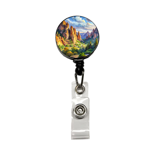 Pinnacles National Park California Watercolor Style Retractable ID Key Card Name Tag Badge Holder with Clip