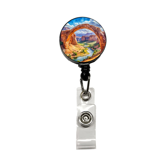 Rainbow Bridge National Monument Utah Watercolor Style Retractable ID Key Card Name Tag Badge Holder with Clip