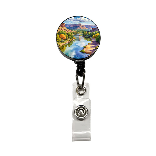 Rio Grande del Norte National Monument New Mexico Watercolor Style Retractable ID Key Card Name Tag Badge Holder with Clip
