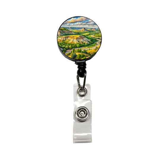 Theodore Roosevelt National Park North Dakota Watercolor Style Retractable ID Key Card Name Tag Badge Holder with Clip