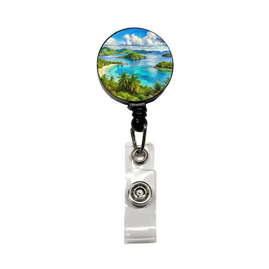 Virgin Islands National Park Watercolor Style Retractable ID Key Card Name Tag Badge Holder with Clip