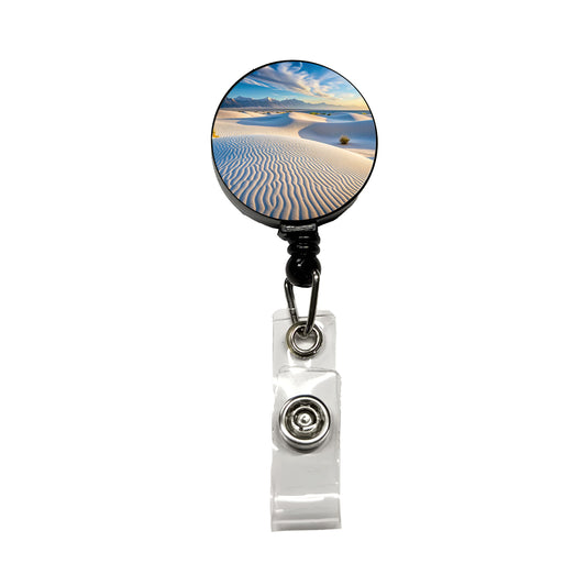 White Sands National Park New Mexico Watercolor Style Retractable ID Key Card Name Tag Badge Holder with Clip