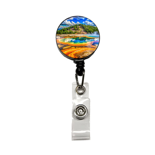 Yellowstone National Park Wyoming Watercolor Style Retractable ID Key Card Name Tag Badge Holder with Clip