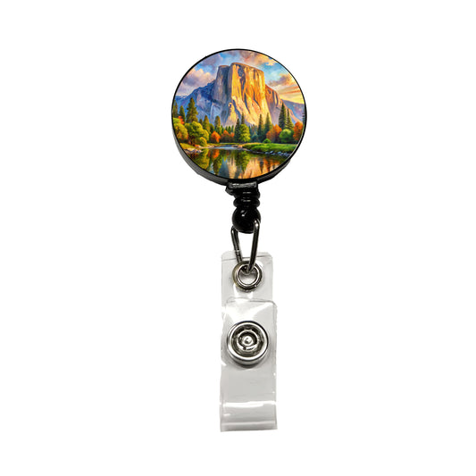 Yosemite National Park El Capitan Watercolor Style Retractable ID Key Card Name Tag Badge Holder with Clip