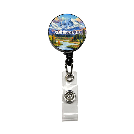Denali National Park Alaska Retractable ID Key Card Name Tag Badge Holder with Clip