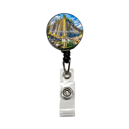 Devils Postpile National Monument California Retractable ID Key Card Name Tag Badge Holder with Clip