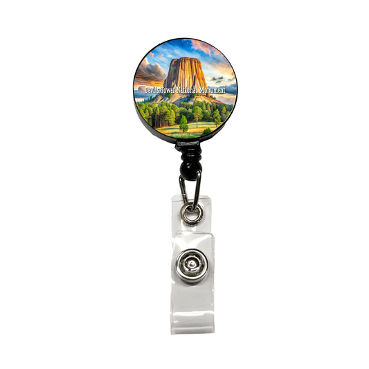 Devils Tower National Monument Wyoming Retractable ID Key Card Name Tag Badge Holder with Clip