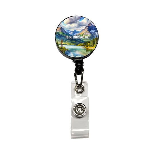 Glacier National Park Montana Retractable ID Key Card Name Tag Badge Holder with Clip