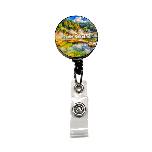Hot Springs National Park Arkansas Retractable ID Key Card Name Tag Badge Holder with Clip
