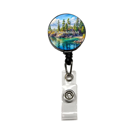 Isle Royale National Park Michigan Retractable ID Key Card Name Tag Badge Holder with Clip