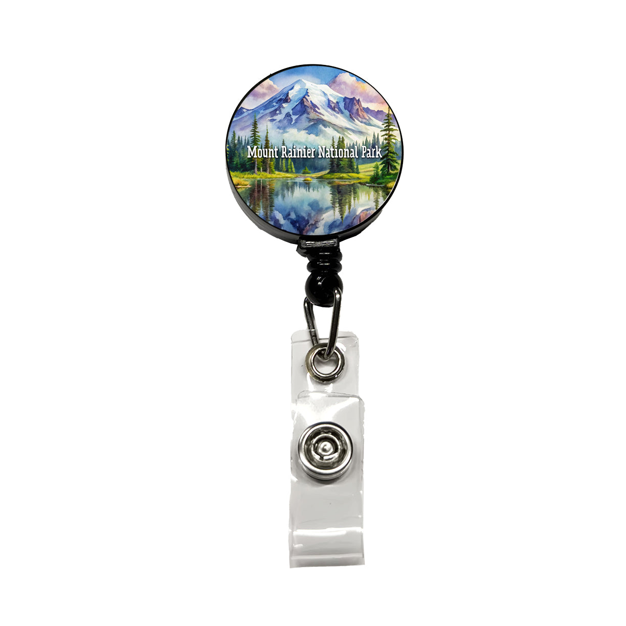 Mount Rainier National Park Washington Retractable ID Key Card Name Tag Badge Holder with Clip