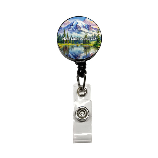 Mount Rainier National Park Washington Retractable ID Key Card Name Tag Badge Holder with Clip