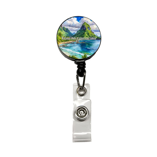 National Park of American Samoa Retractable ID Key Card Name Tag Badge Holder with Clip