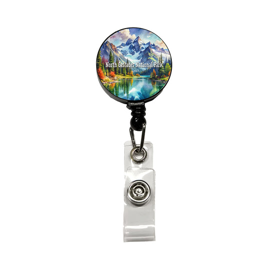 North Cascades National Park Washington Retractable ID Key Card Name Tag Badge Holder with Clip