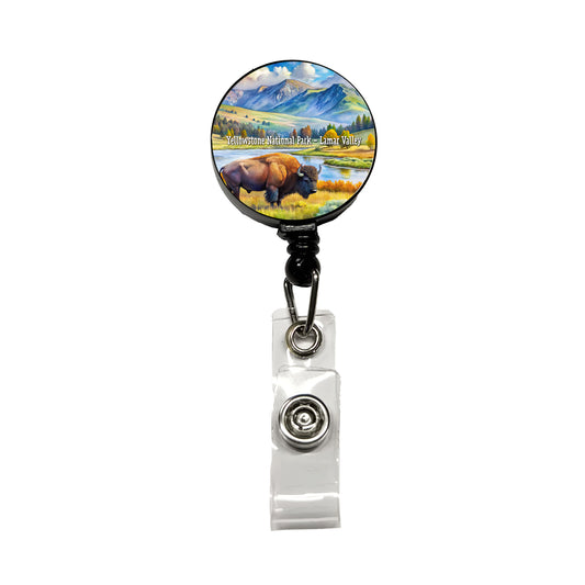 Yellowstone National Park Lamar Valley Retractable ID Key Card Name Tag Badge Holder with Clip