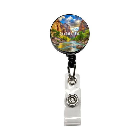 Zion National Park Utah Retractable ID Key Card Name Tag Badge Holder with Clip